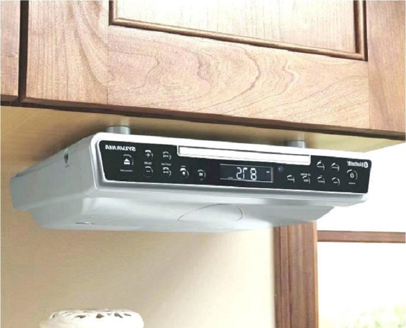 under cabinet kitchen clock radio with light